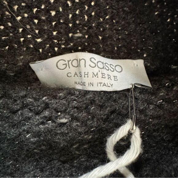 Gran Sasso Cashmere Chunky Knit Sweater 42/Small Cowl‎ Neck 3/4 Sleeve Gray - Picture 10 of 15